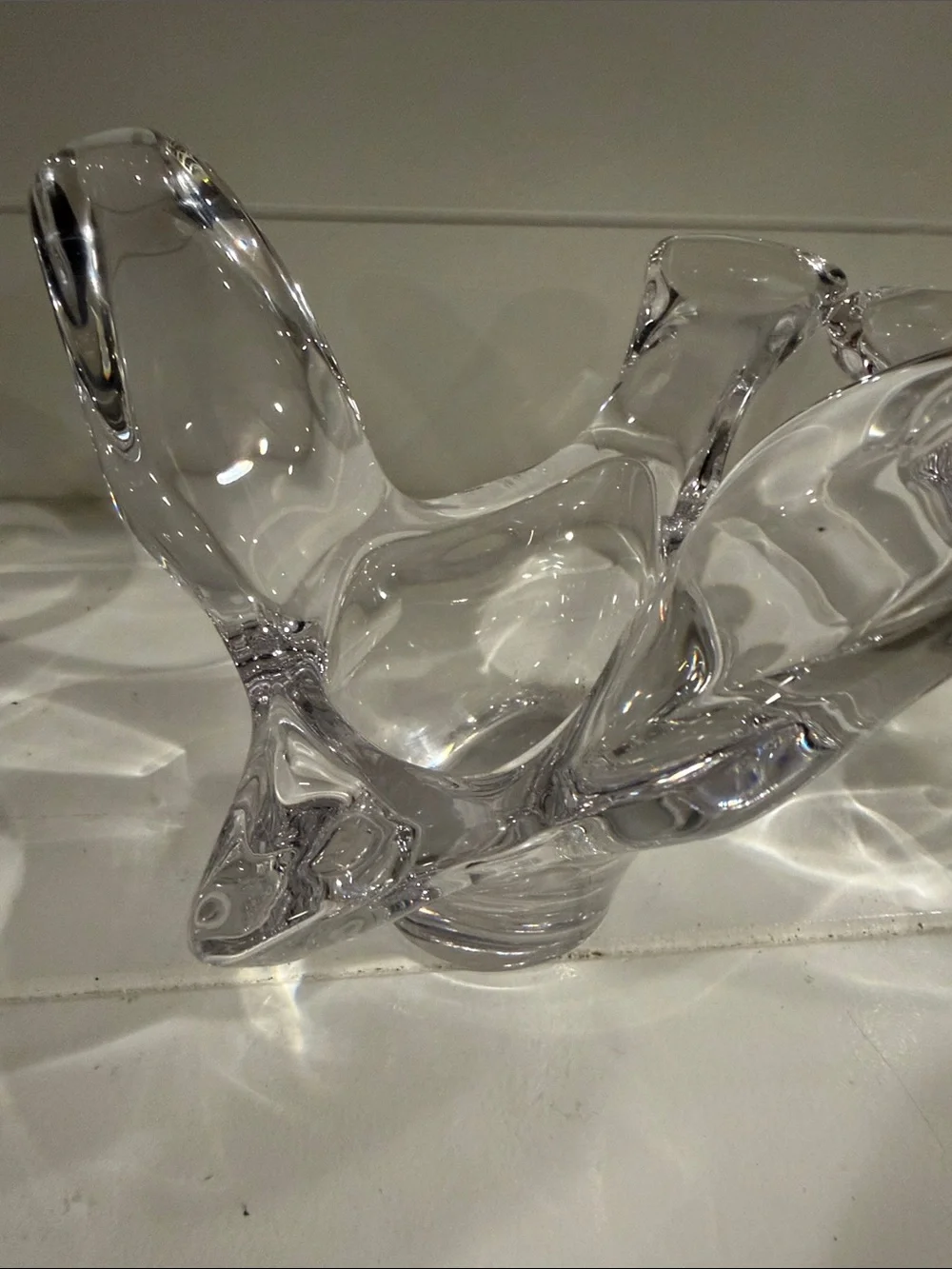 Princess House Clear Glass Dove in Flight Candle Holders Pair